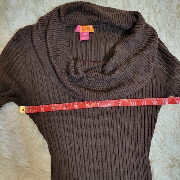Catch My I Women Brown Ribbed Long Sleeve Turtleneck Sweater size M - Picture 3 of 4